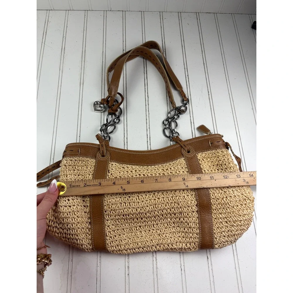 Brighton Vintage Y2K Woven Straw Leather Vacation Summer Shoulder Bag